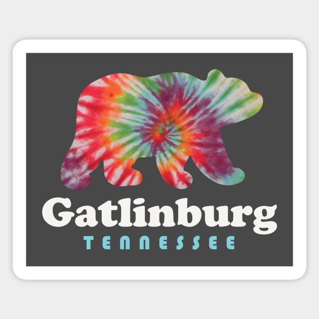 Gatlinburg Tennessee Tie Dye Bear Great Smoky Mountains Sticker by PodDesignShop